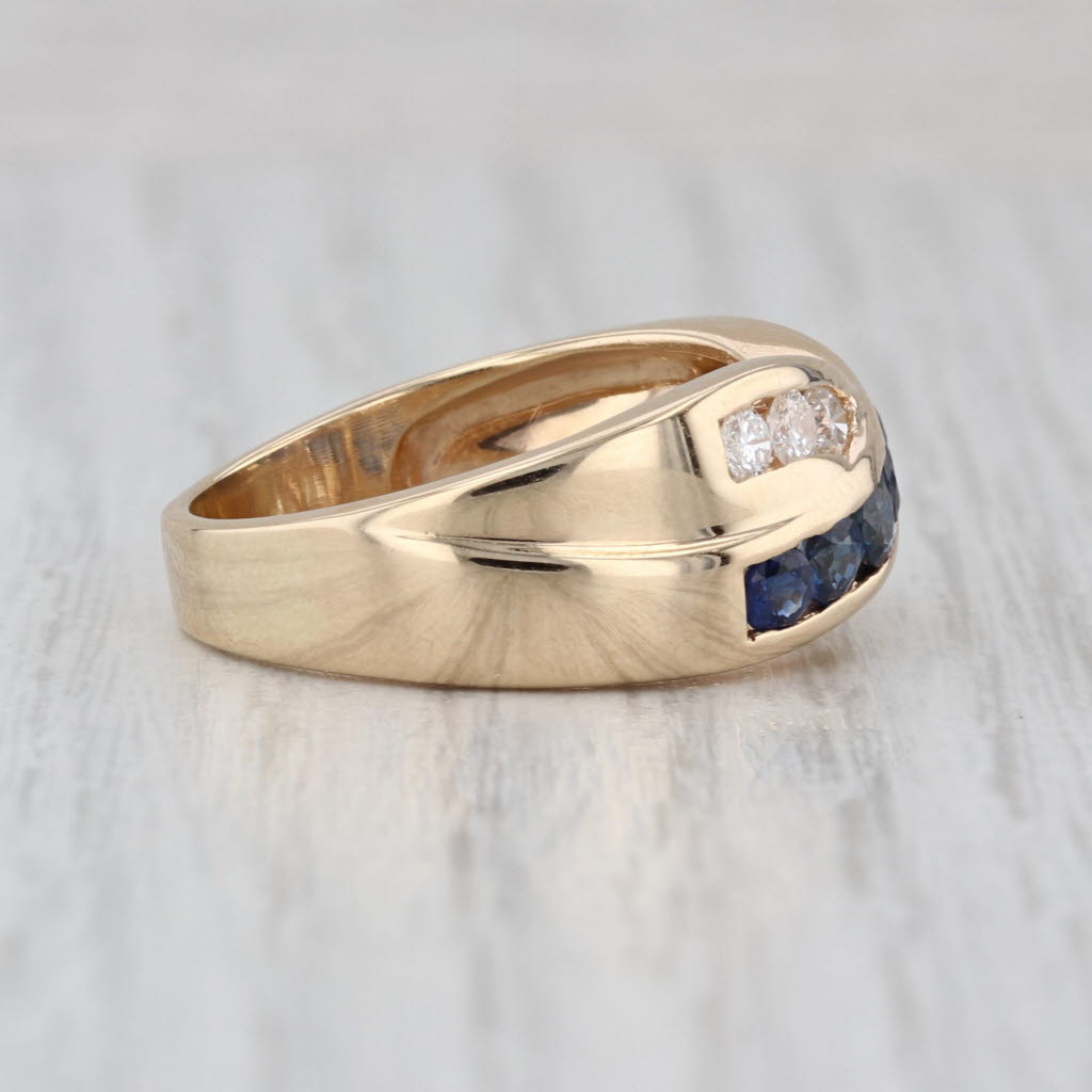 1.26ctw Blue Sapphire Diamond Crossover Ring 14k Yellow Gold Size 9