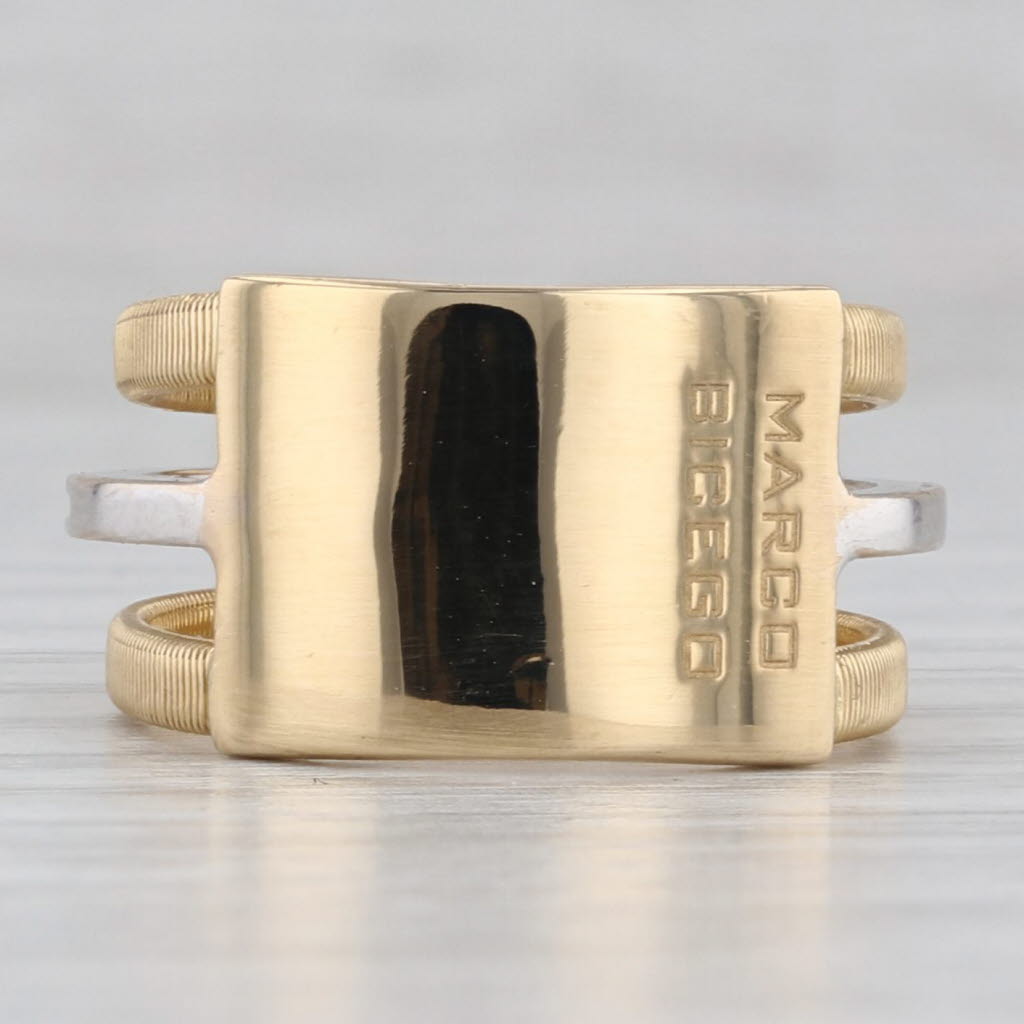 Marco Bicego Masai Three Row 0.16ctw Diamond Ring 18k Yellow White Gold Sz 6.75