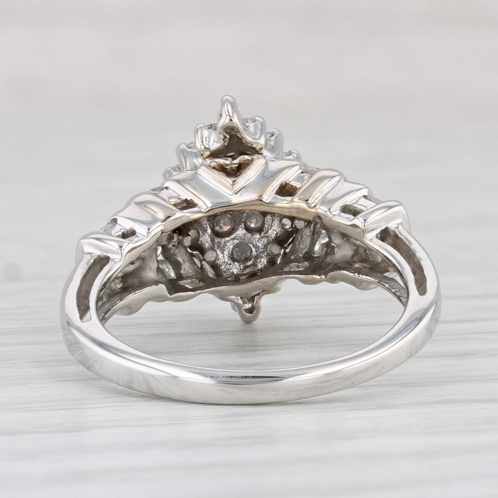 Light Gray 0.81ctw Diamond Cluster Ring 10k White Gold Size 7 Engagement