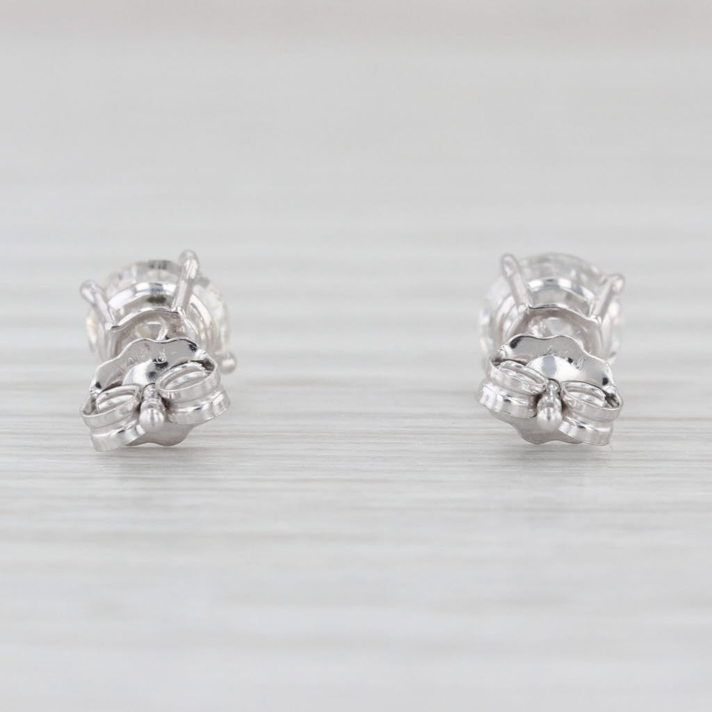 1.19ctw Diamond Stud Earrings 14k White Gold Round Solitaire Studs
