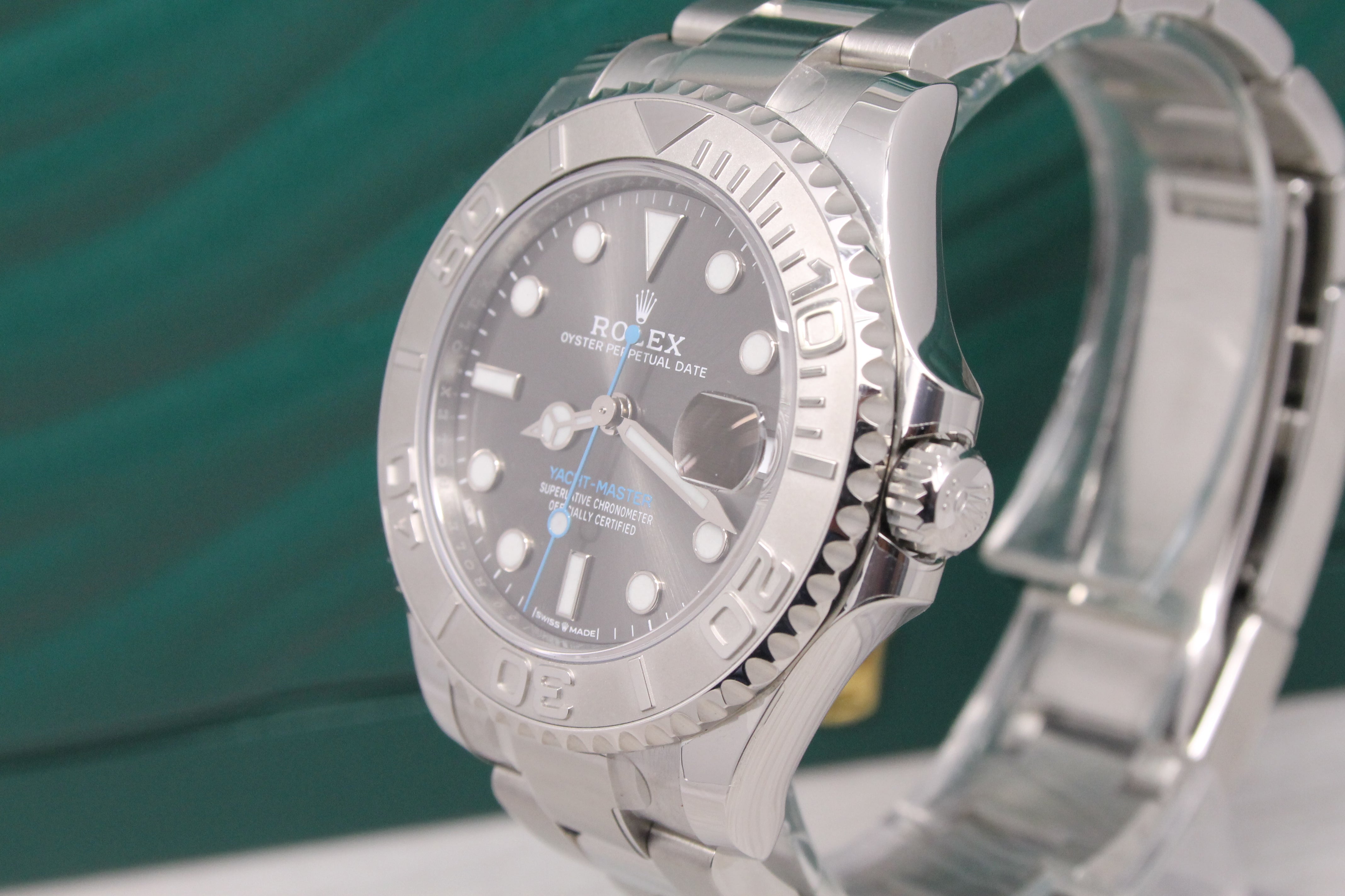 Dark Gray 2023 Rolex Yachtmaster 37mm Rhodium 268622 Steel Platinum Watch Unworn Box Card