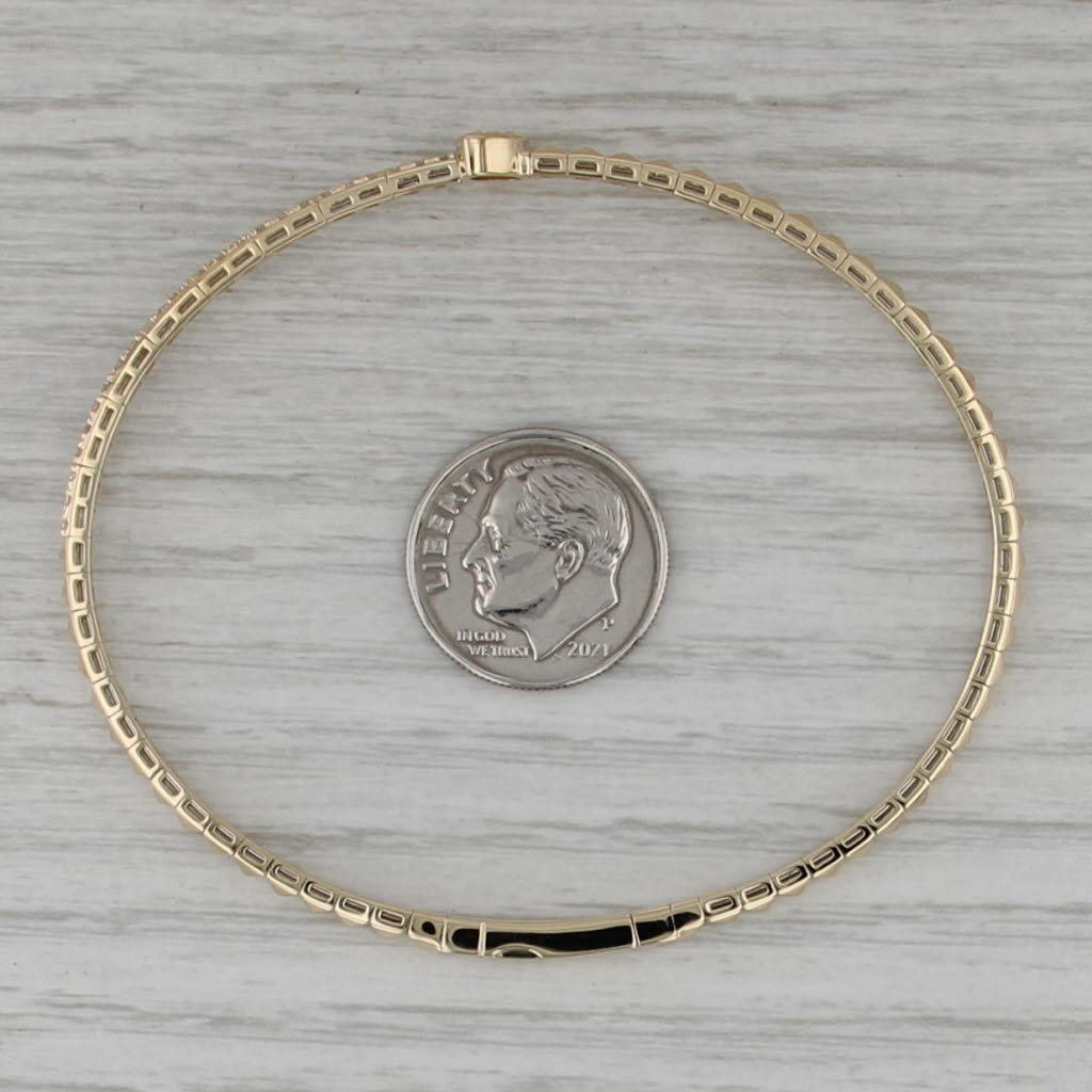 New 0.63ctw Diamond Beveled Flexible Bangle Bracelet 6.75" 14k Yellow Gold