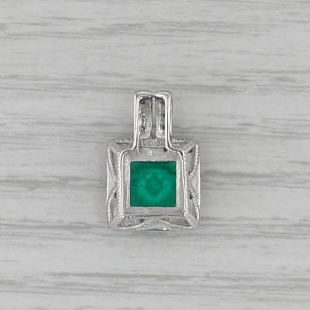 1.37ctw Lab Created Emerald Diamond Pendant 10k White Gold