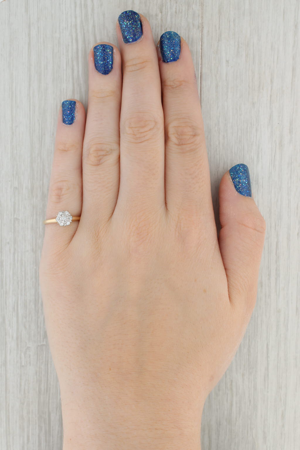 Gray 0.12ctw Diamond Cluster Engagement Ring 10k Yellow Gold Size 6.75