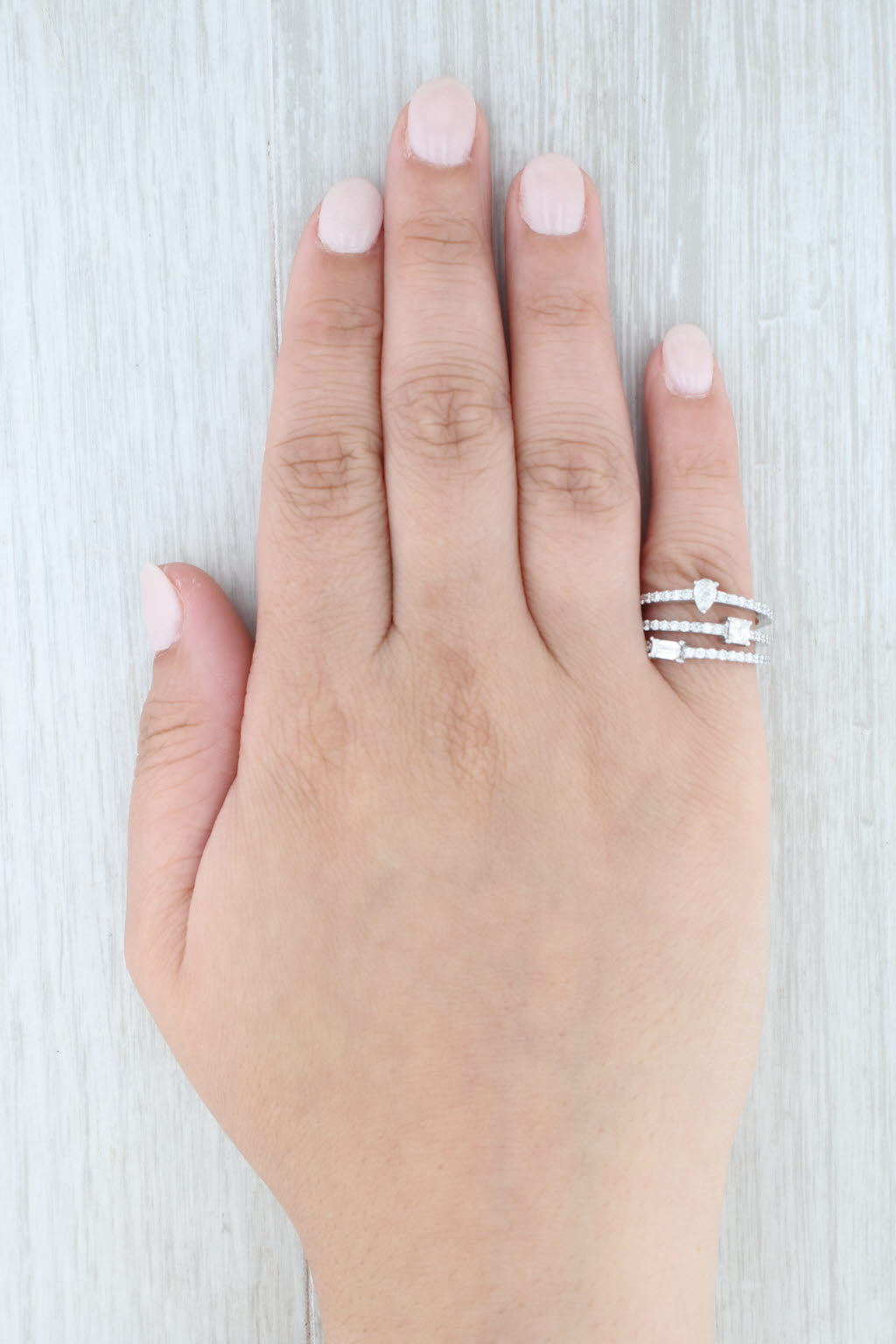 Penny Preville 1.14ctw Diamond Orbit 3-Band Ring 18k White Gold Size 6