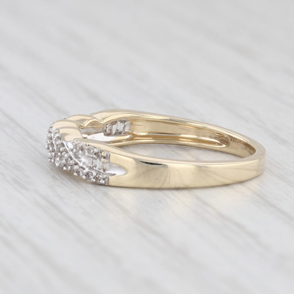 Light Gray 0.14ctw Diamond Twist Ring 10k Yellow Gold Wedding Anniversary Stackable Band