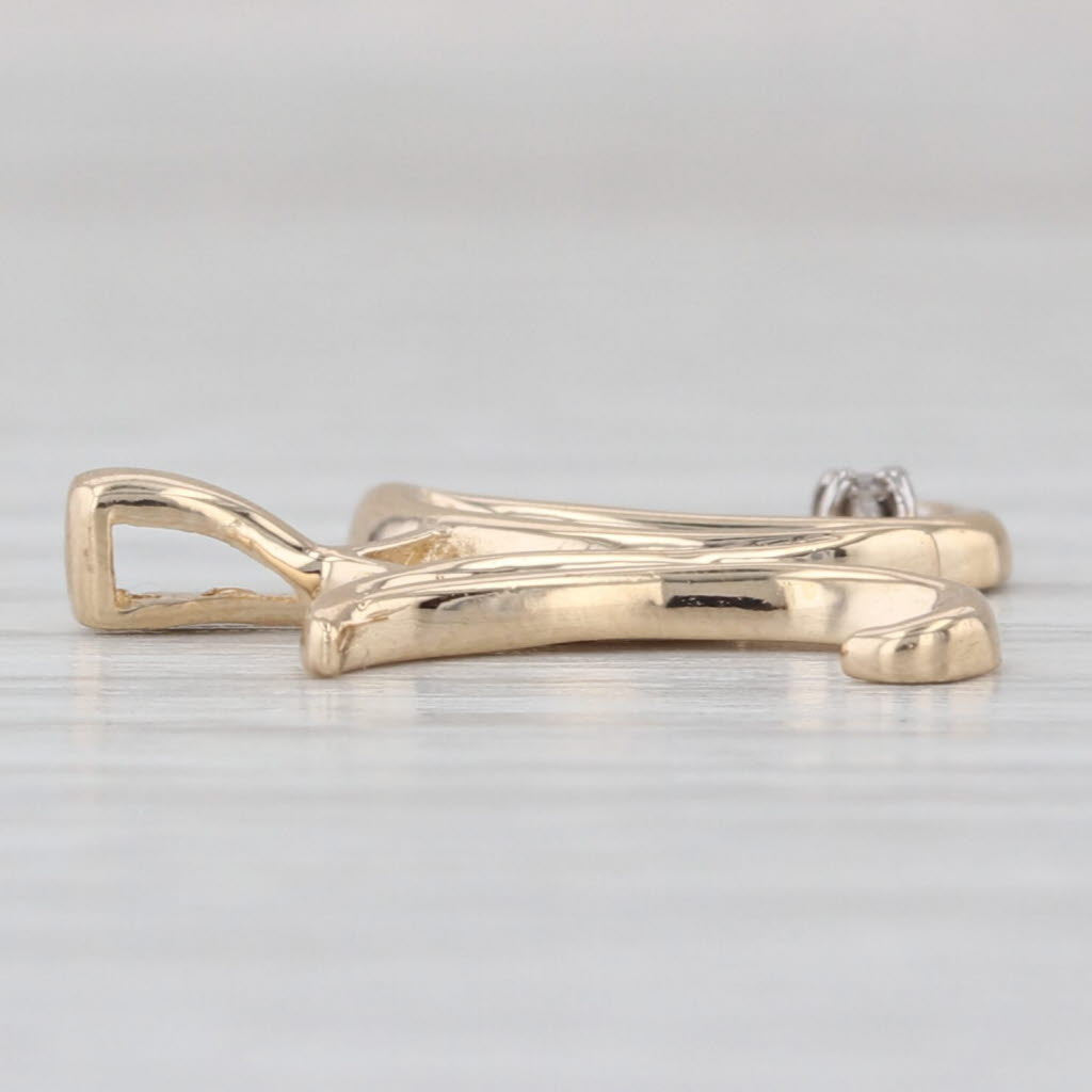 Scripted Letter Initial M Pendant 14k Yellow Gold