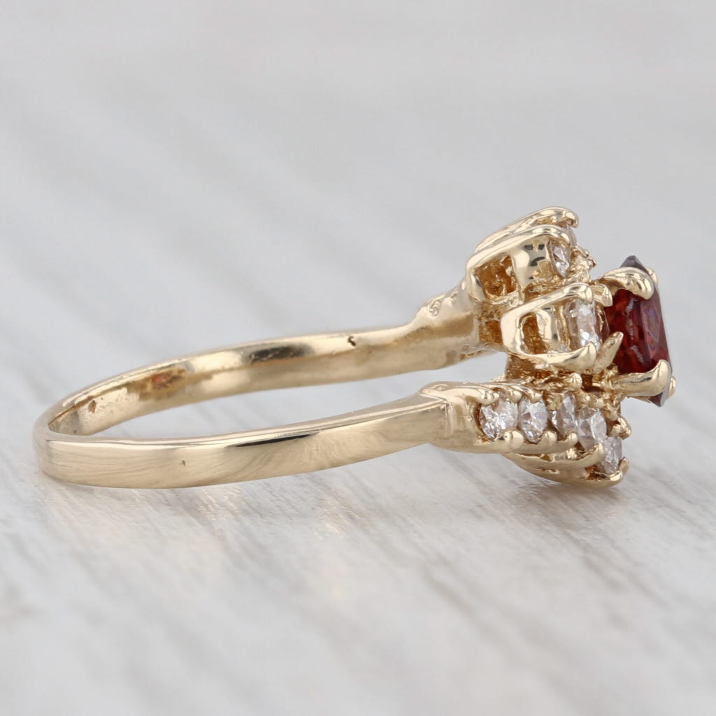 Light Gray 1.30ctw Garnet Diamond Ring 14k Yellow Gold Size 5.5 Bypass