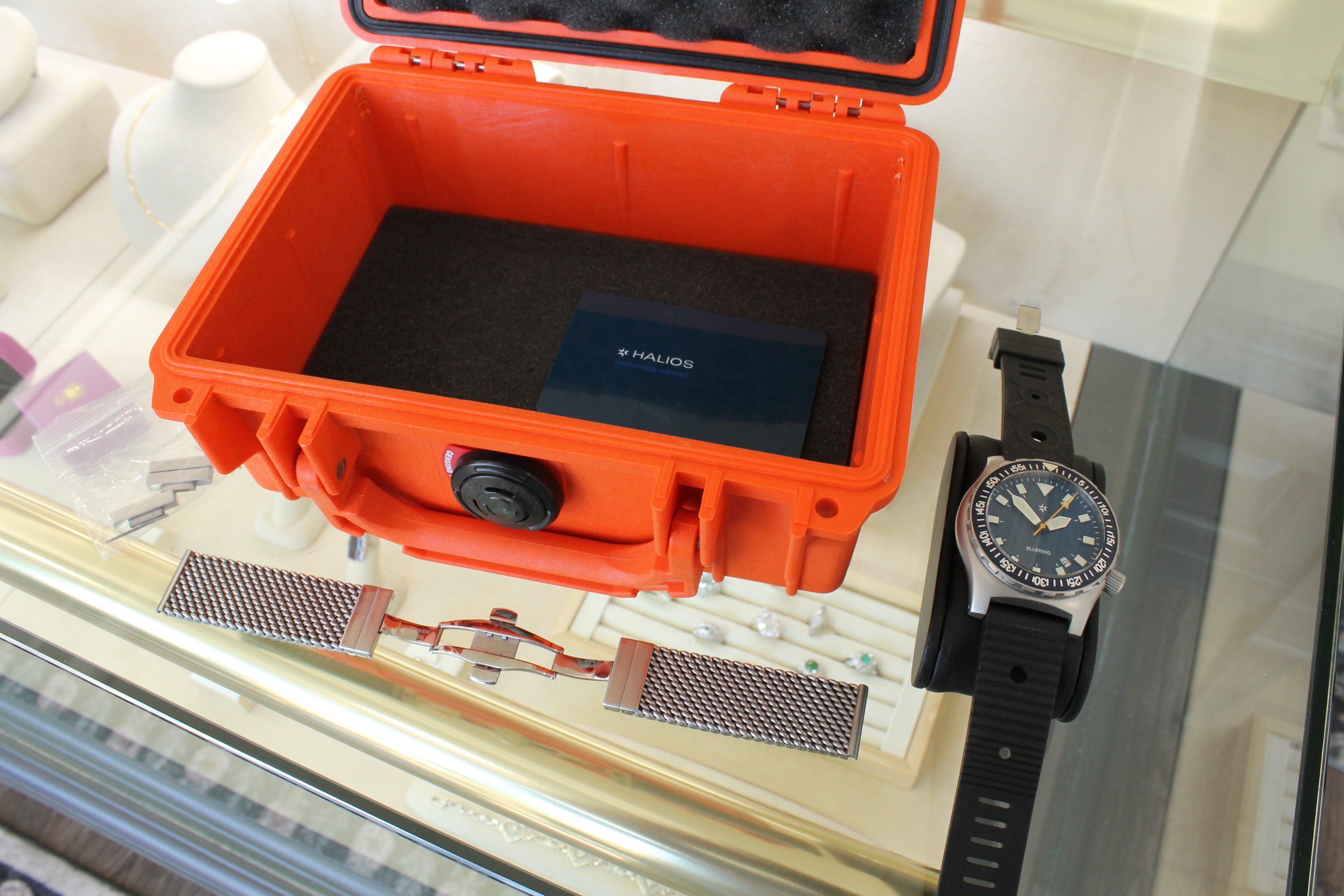 Dark Gray Halios Blue Ring 45mm Stainless Steel Automatic Divers Watch w/ Bracelet Box