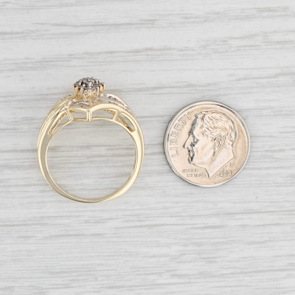 Light Gray 0.50ctw Diamond Cluster Bypass Ring 10k Yellow Gold Size 8 Engagement