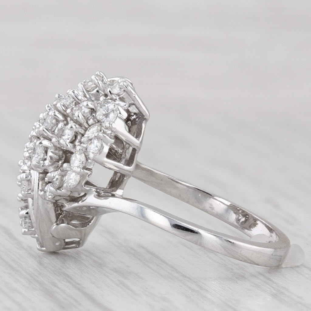 Light Gray 0.64ctw Diamond Cluster Ring 14k White Gold Size 5.75 Cluster Cocktail