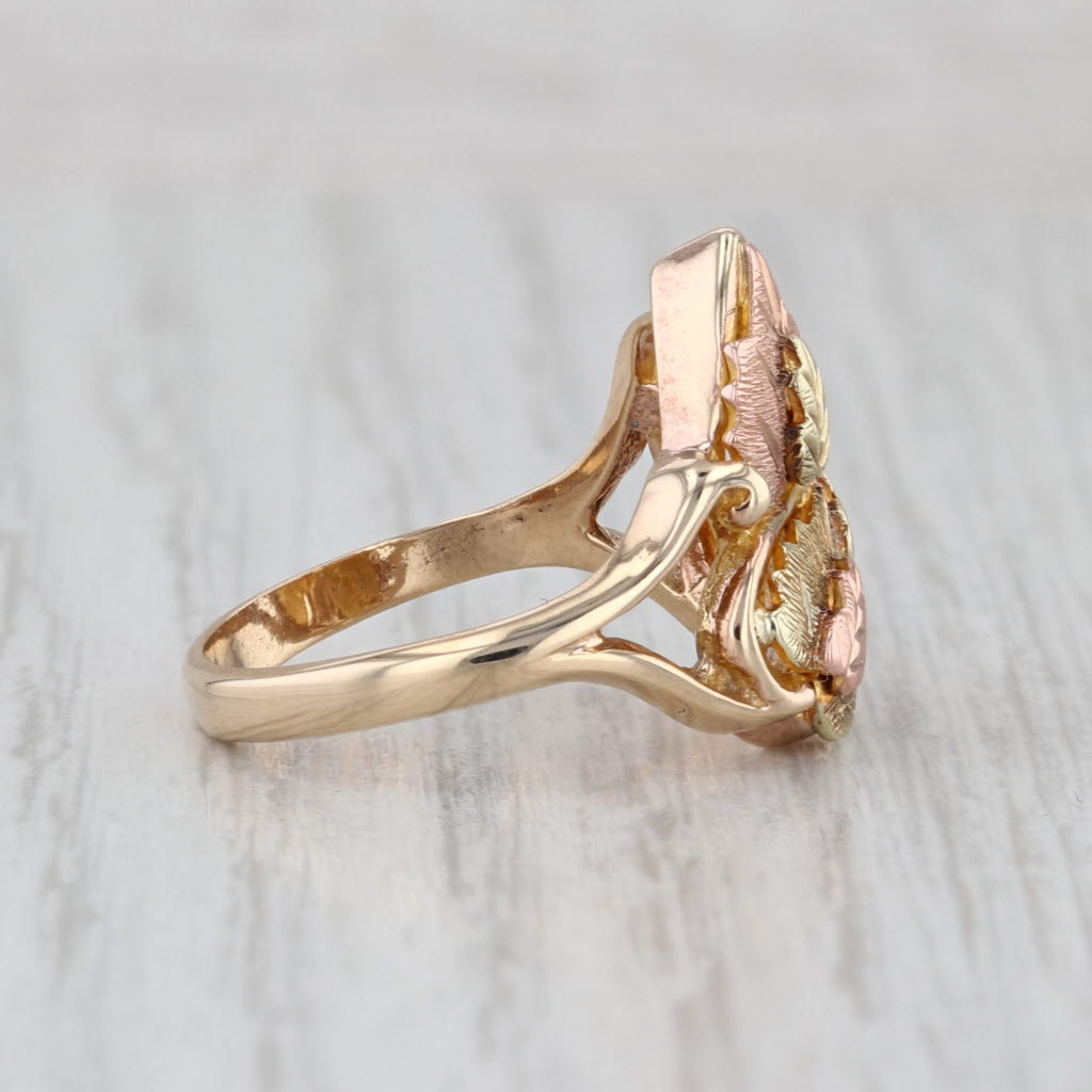 Black Hills Gold Jewelry Co Leaf Ring 10k Yellow Green Rose Gold Size 6.25