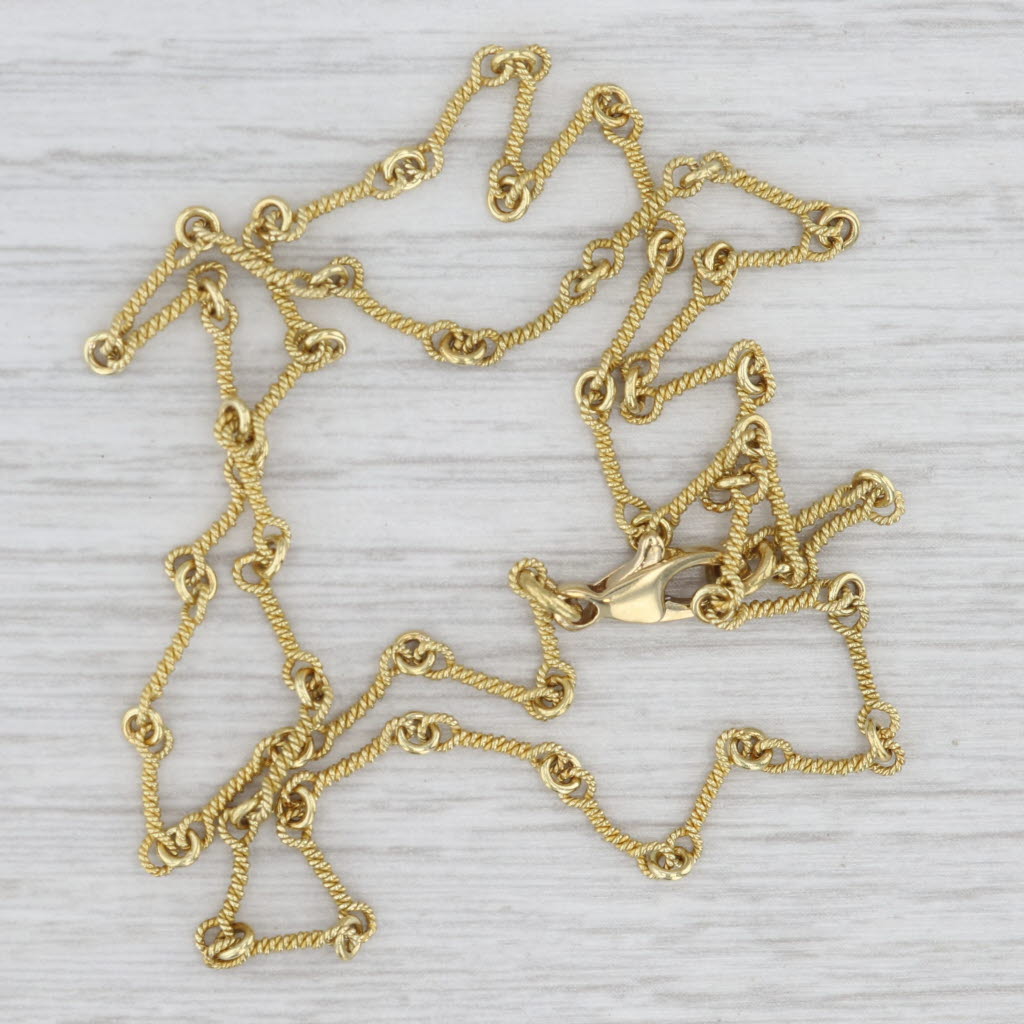 Bar Chain Necklace 18k Yellow Gold 18" 2mm Textured Links