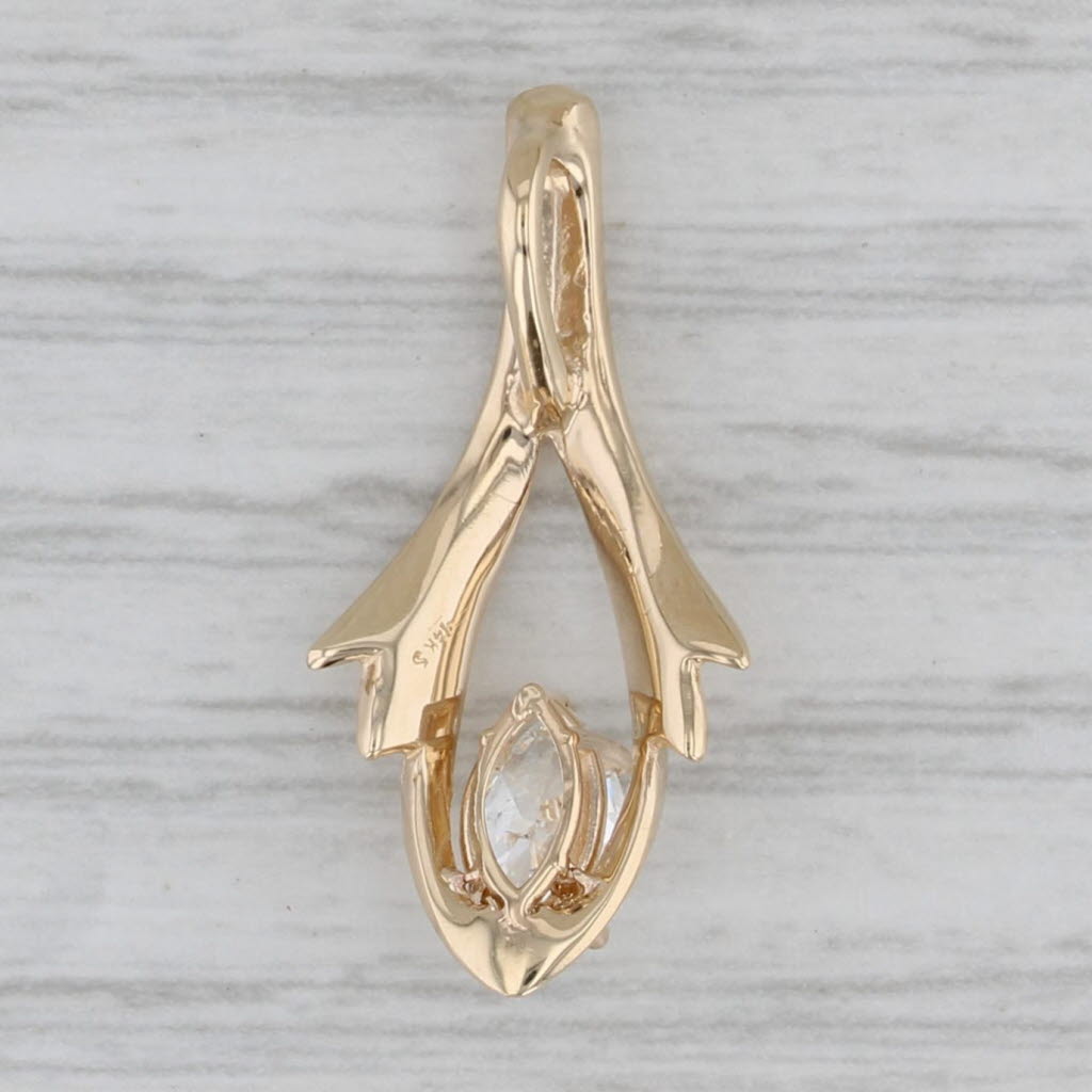 Gray 0.51ct Marquise Diamond Solitaire Pendant 14k Yellow Gold