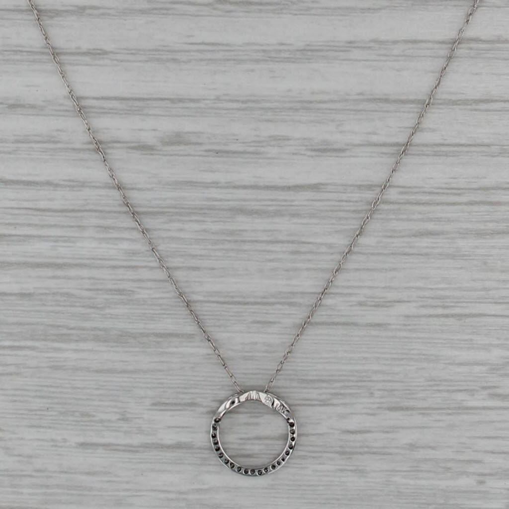 0.10ctw Diamond Eternity Pendant Necklace 14k White Gold 19.25" Rope Chain