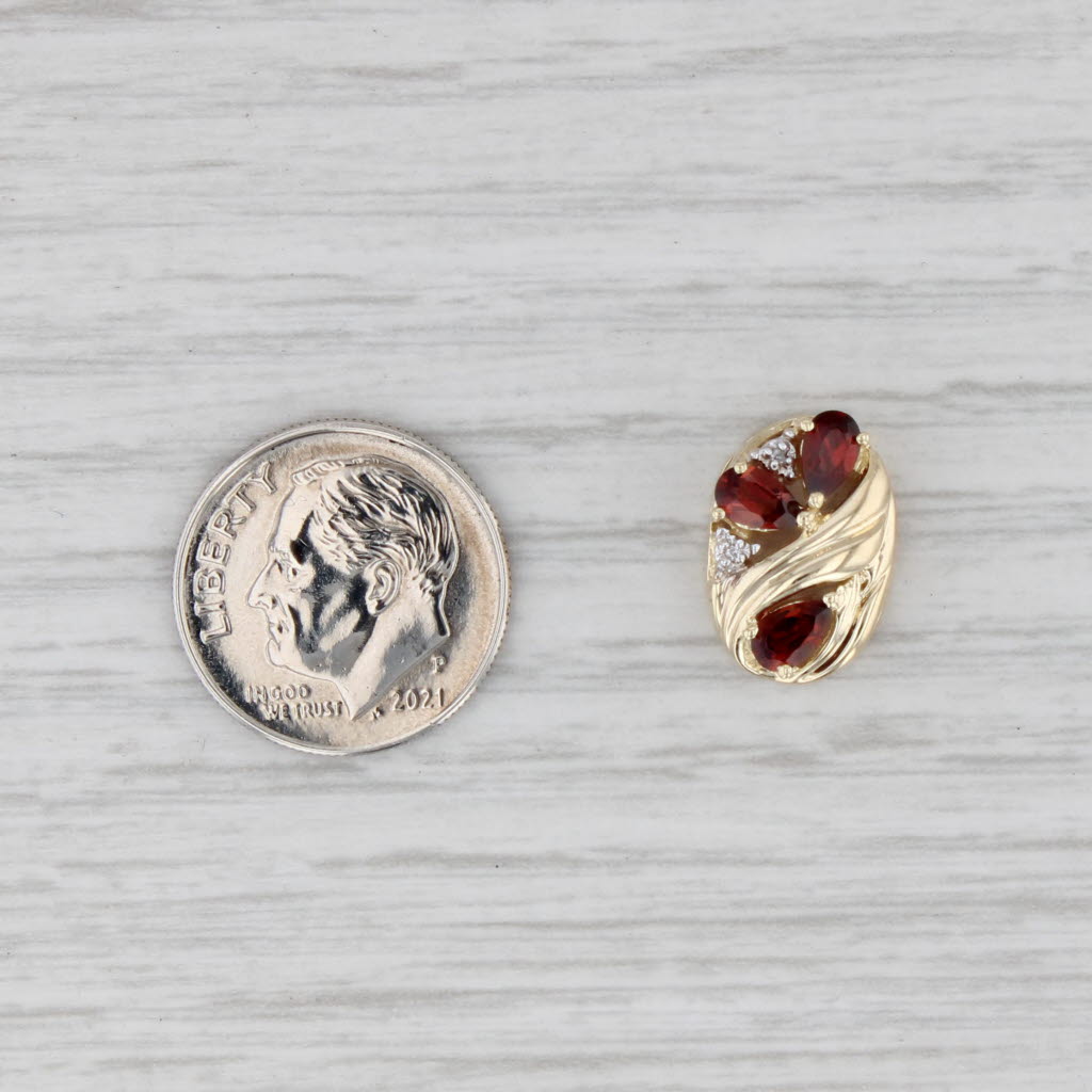 Light Gray OMG 0.85ctw Garnet Slide Bracelet Charm 14k Yellow Gold Diamond Accents Vintage