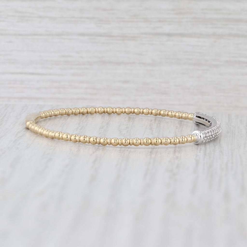 New 0.75ctw Diamond Bead Flexible Bangle Bracelet 14k Yellow White Gold 6.5"