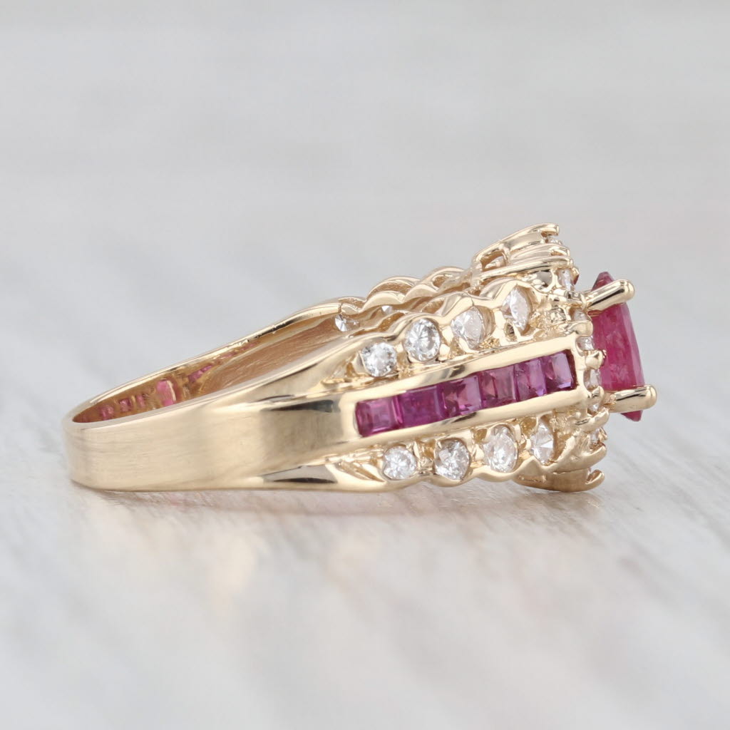 Light Gray 1.85ctw Ruby Diamond Halo Ring 14k Yellow Gold Size 6.25 Engagement