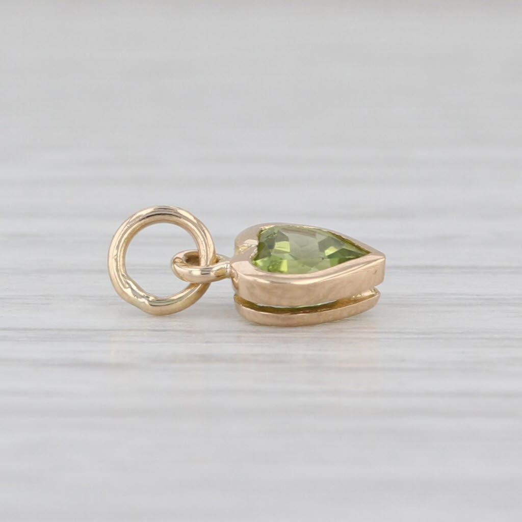 0.50ct Peridot Small Heart Charm 14k Yellow Gold August Birthstone Pendant