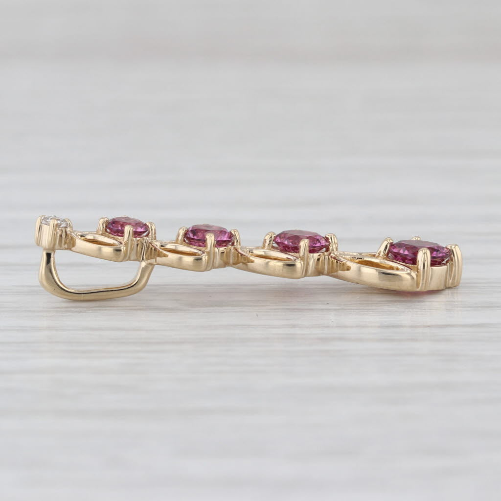 1.24ctw Garnet Diamond Flower Journey Pendant 14k Yellow Gold