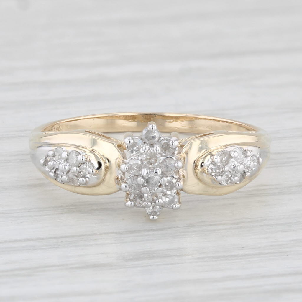 Light Gray 0.18ctw Diamond Cluster Engagement Ring 10k Yellow Gold Size 7.5
