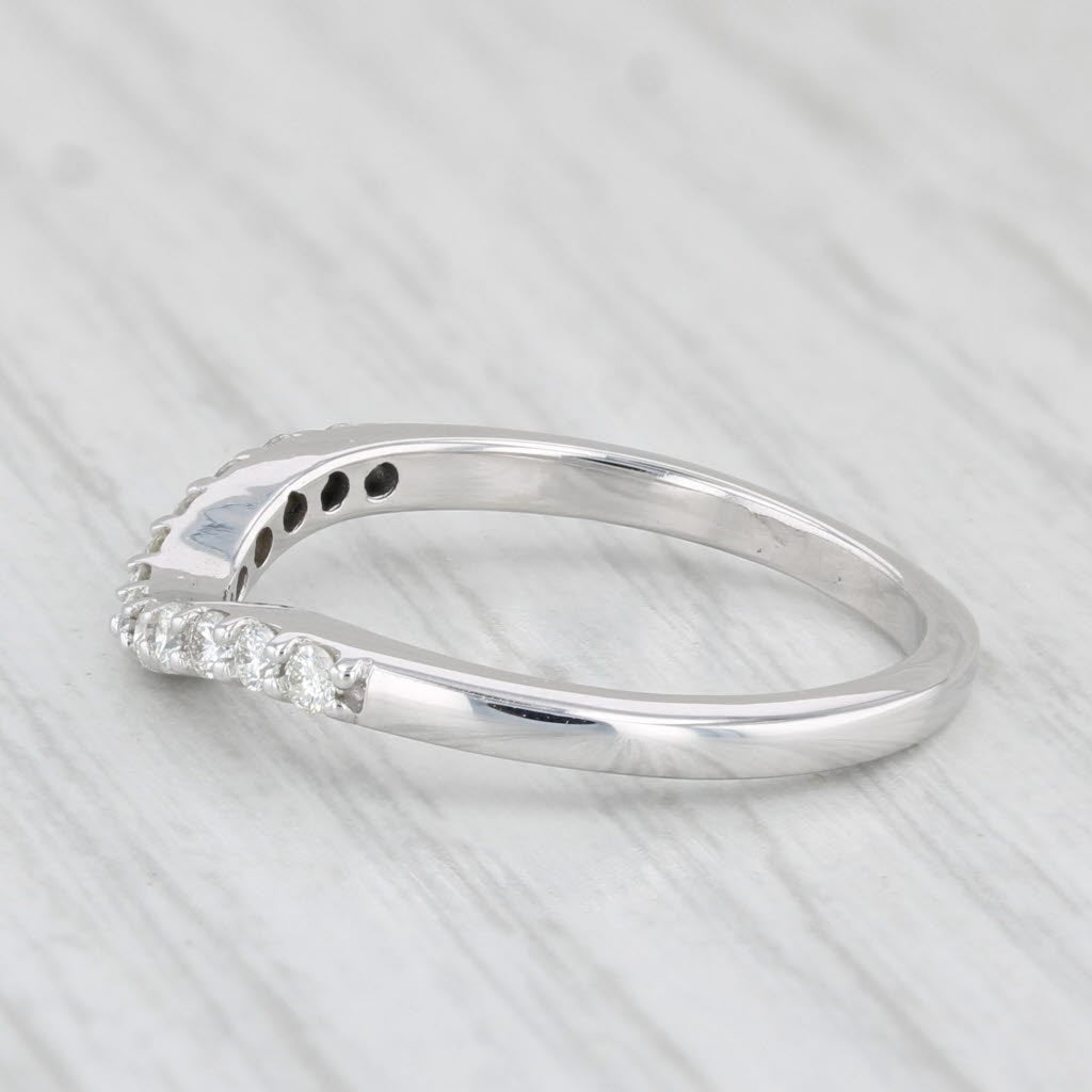 Light Gray 0.20ctw Diamond Contoured Wedding Band Guard Ring 14k White Gold Size 6 Ring