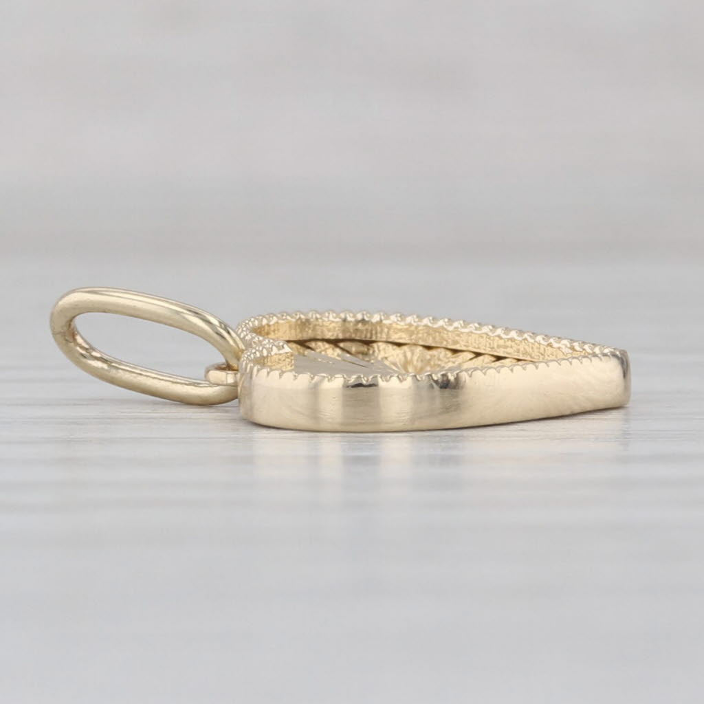 Small Rayed Heart Drop Pendant 14k Yellow Gold Charm