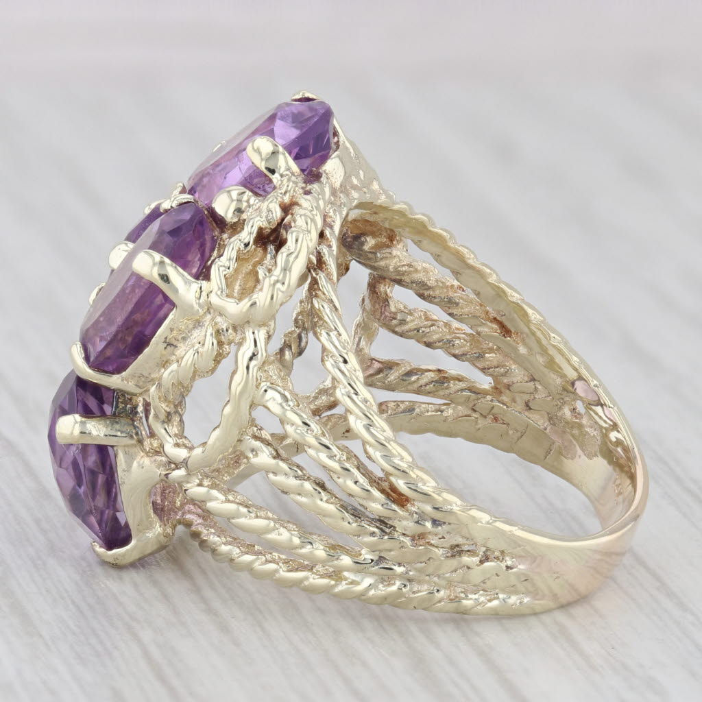 Gray 7.30 ctw Amethyst Cluster Rope Statement Cocktail 14K Yellow Gold Size 7.5 Ring