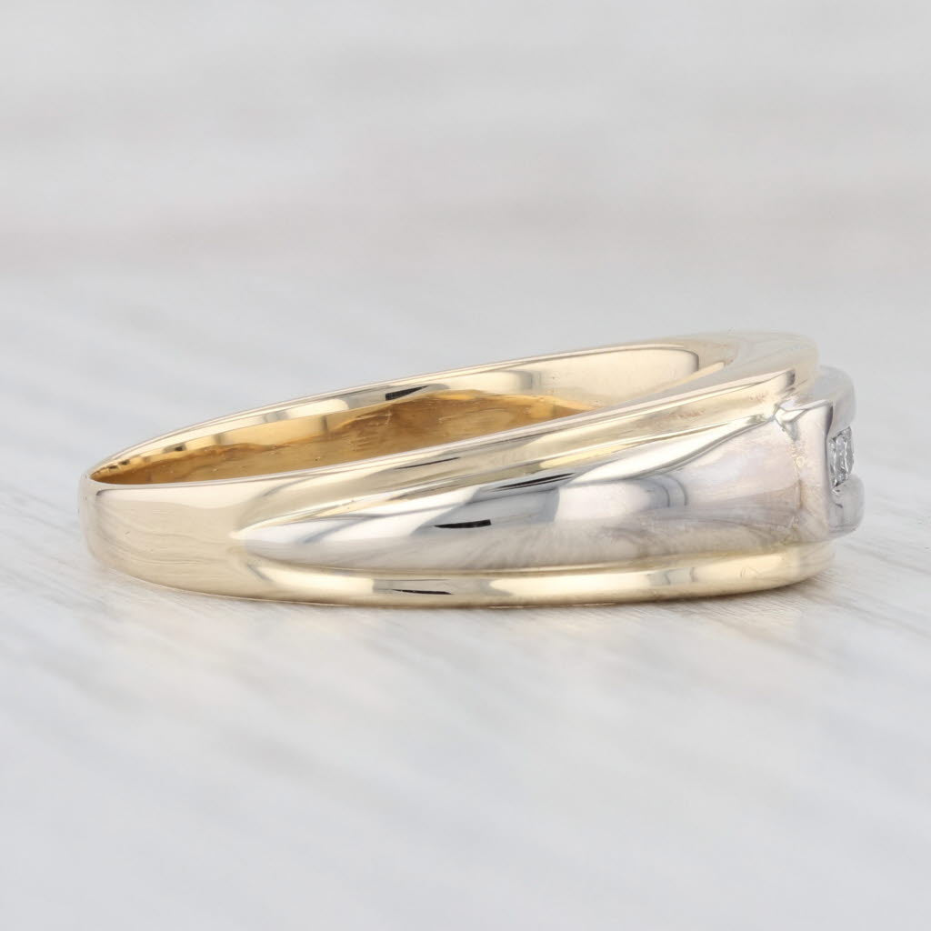 Light Gray 0.18ctw Diamond Ring 14k Gold Size 11.5 Men's Wedding Band