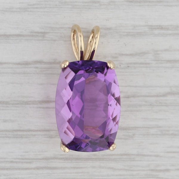 Gray 6.36ct Amethyst Pendant 14k Yellow Gold Cushion Solitaire