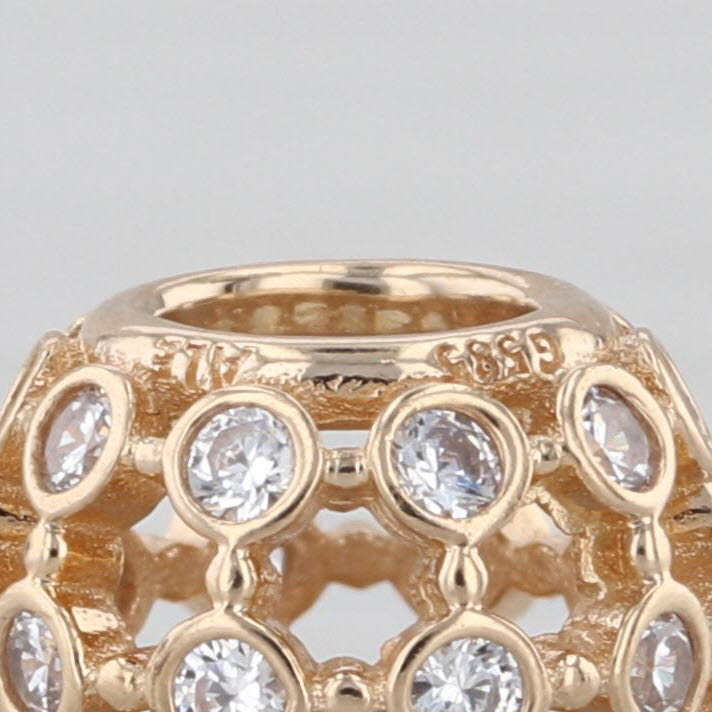 New Authentic Pandora Openwork Pave Flower Charm 750825CZ 14k Gold Bead