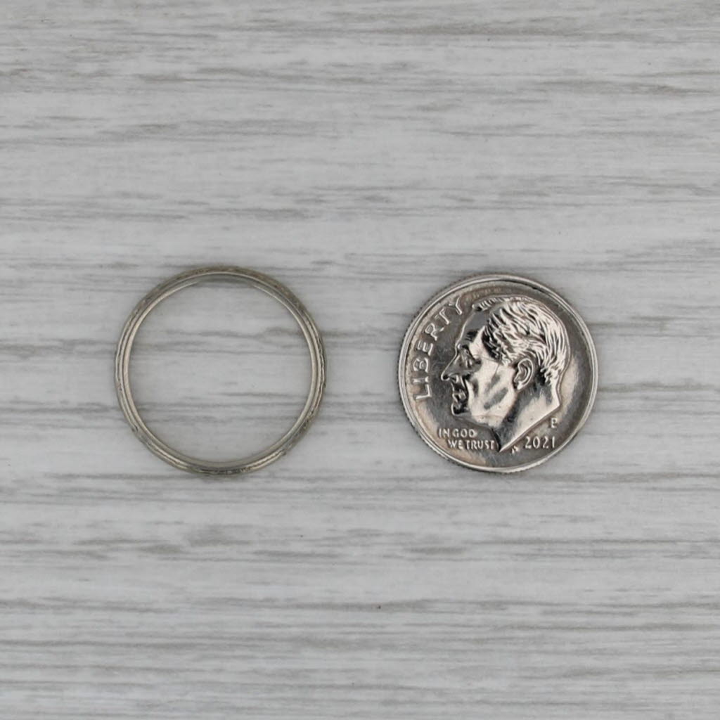 Floral Engraved Wedding Ring 18k White Gold Woods Art Deco Size 5.5 Band