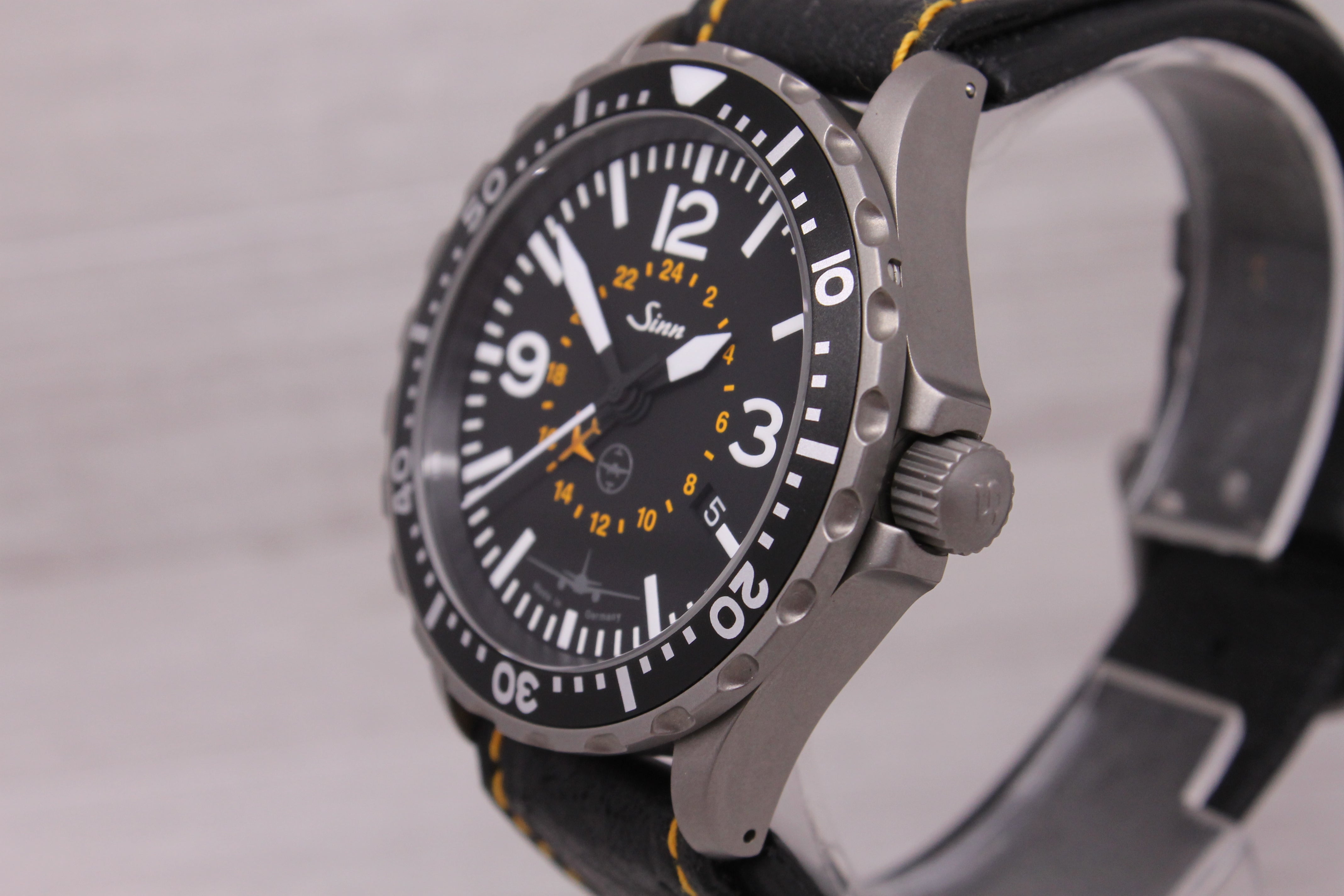 Dark Gray Sinn 857 UTC TESTAF Mens 43mm Steel Automatic Watch 857.6696 w Strap & Box