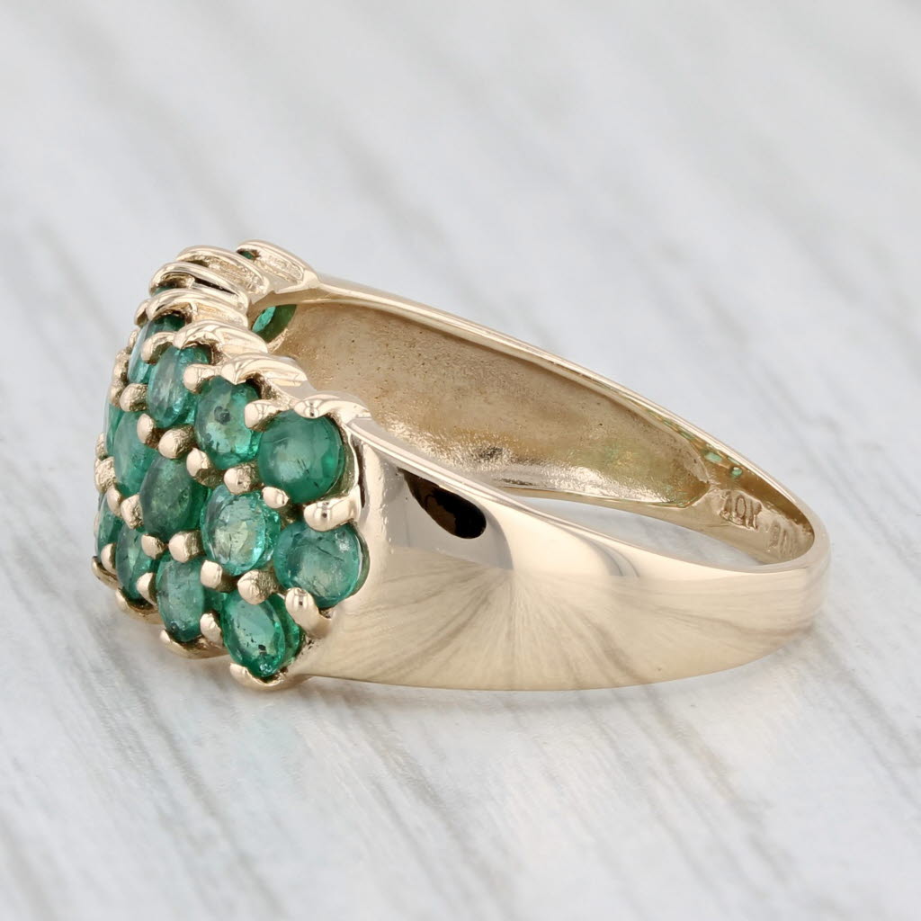 Light Gray 1.48ctw Emerald Cluster Ring 10k Yellow Gold Size 6.25