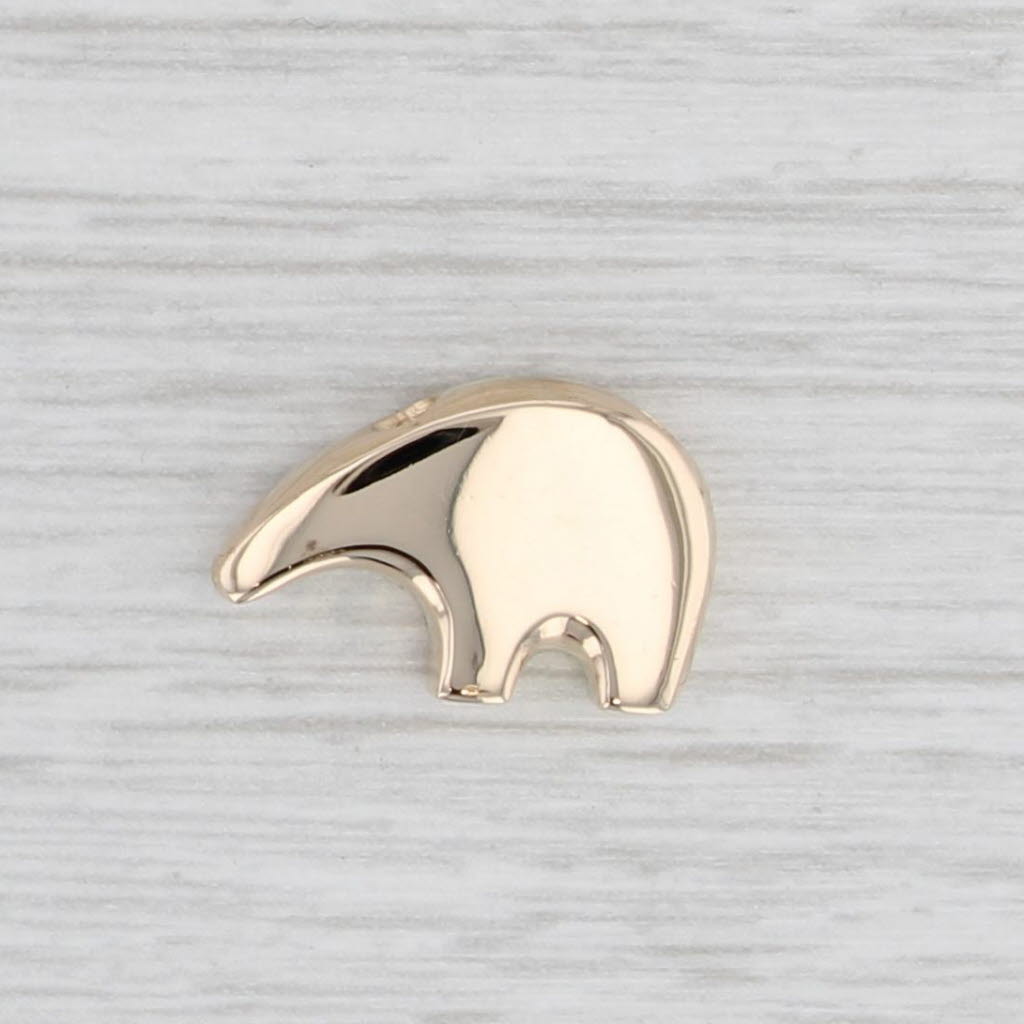 Light Gray Native American Bear Pendant 14k Yellow Gold Small Floating Drop