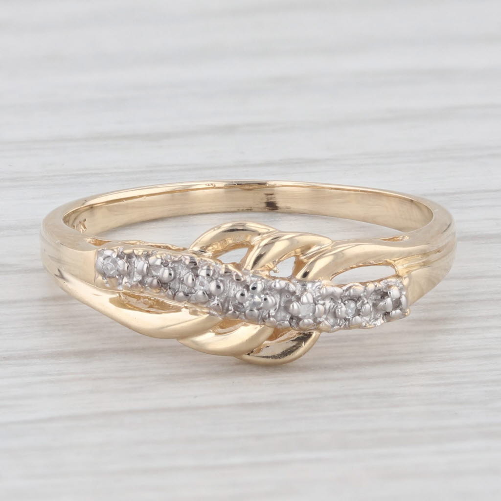 Light Gray Diamond Accented Overlay Ring 10k Yellow Gold Size 7.25 Band Wedding Stackable