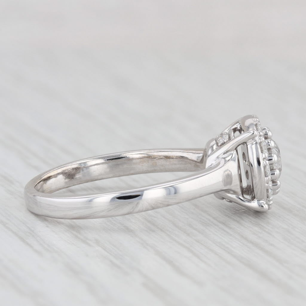 Light Gray 0.95ctw Round Diamond Halo Engagement Ring 14k White Gold Size 7.75