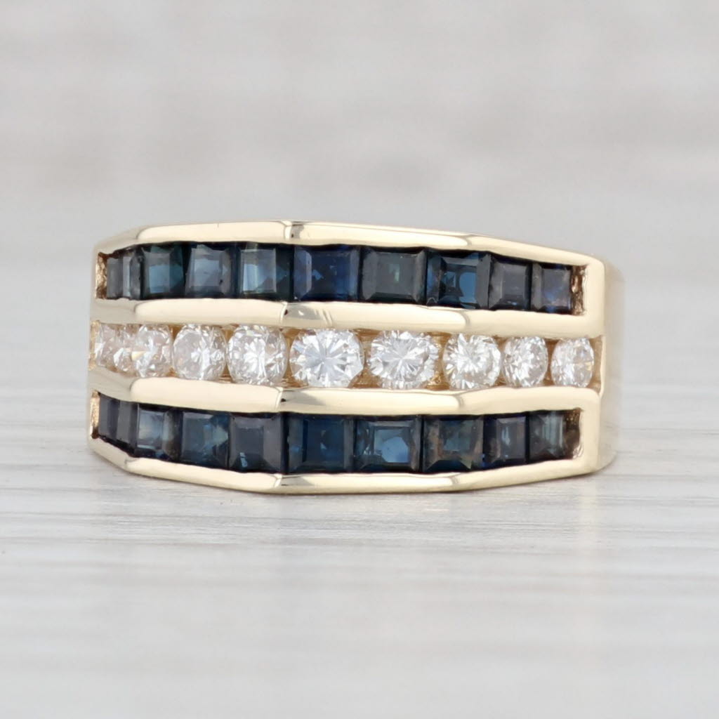 Light Gray 2.54ctw Blue Sapphire Diamond Ring 14k Yellow Gold Size 7.25