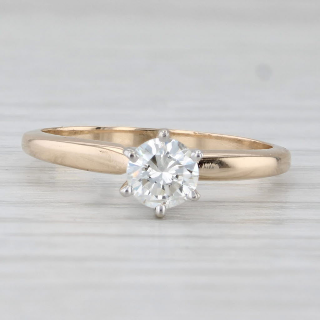 Light Gray 0.44ct Star of Love Diamond Solitaire Engagement Ring 14k Gold Size 6.25 Carlyle