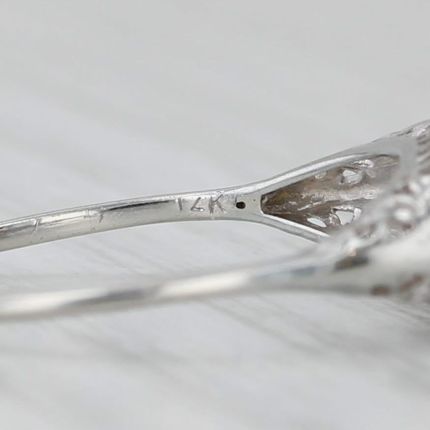 Gray Vintage Art Deco Diamond Solitaire Ring 14k White Gold Size 6.75
