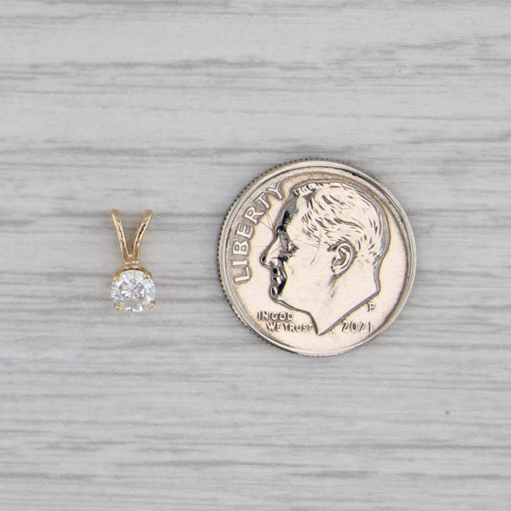 0.25ct Diamond Round Solitaire Pendant 14k Yellow Gold Small Drop