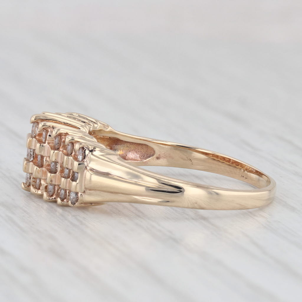 Light Gray 0.64ctw Diamond 10k Yellow Gold Size 9.25 Tiered Pyramid Stackable