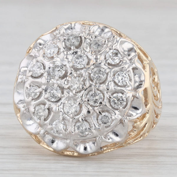 0.80ctw Diamond Cluster 10k Yellow Gold Size 8.5 Cluster Ring