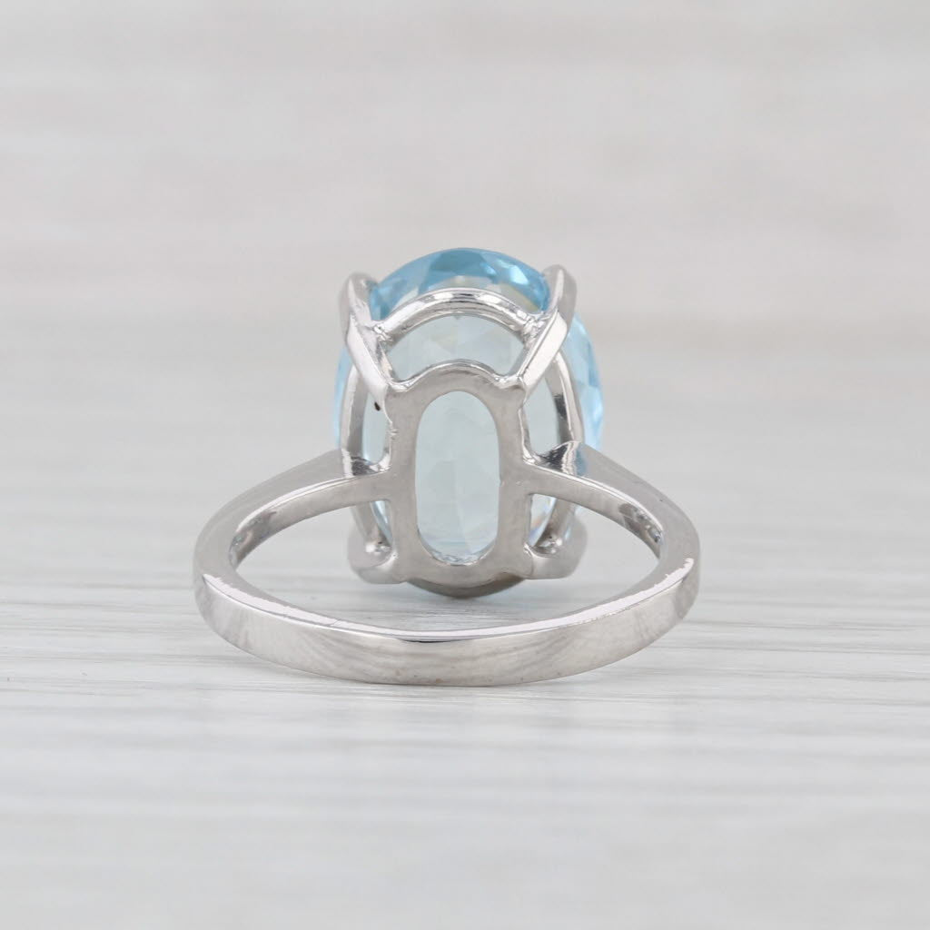 5.40ct Oval Aquamarine Solitaire Ring 18k White Gold Size 5