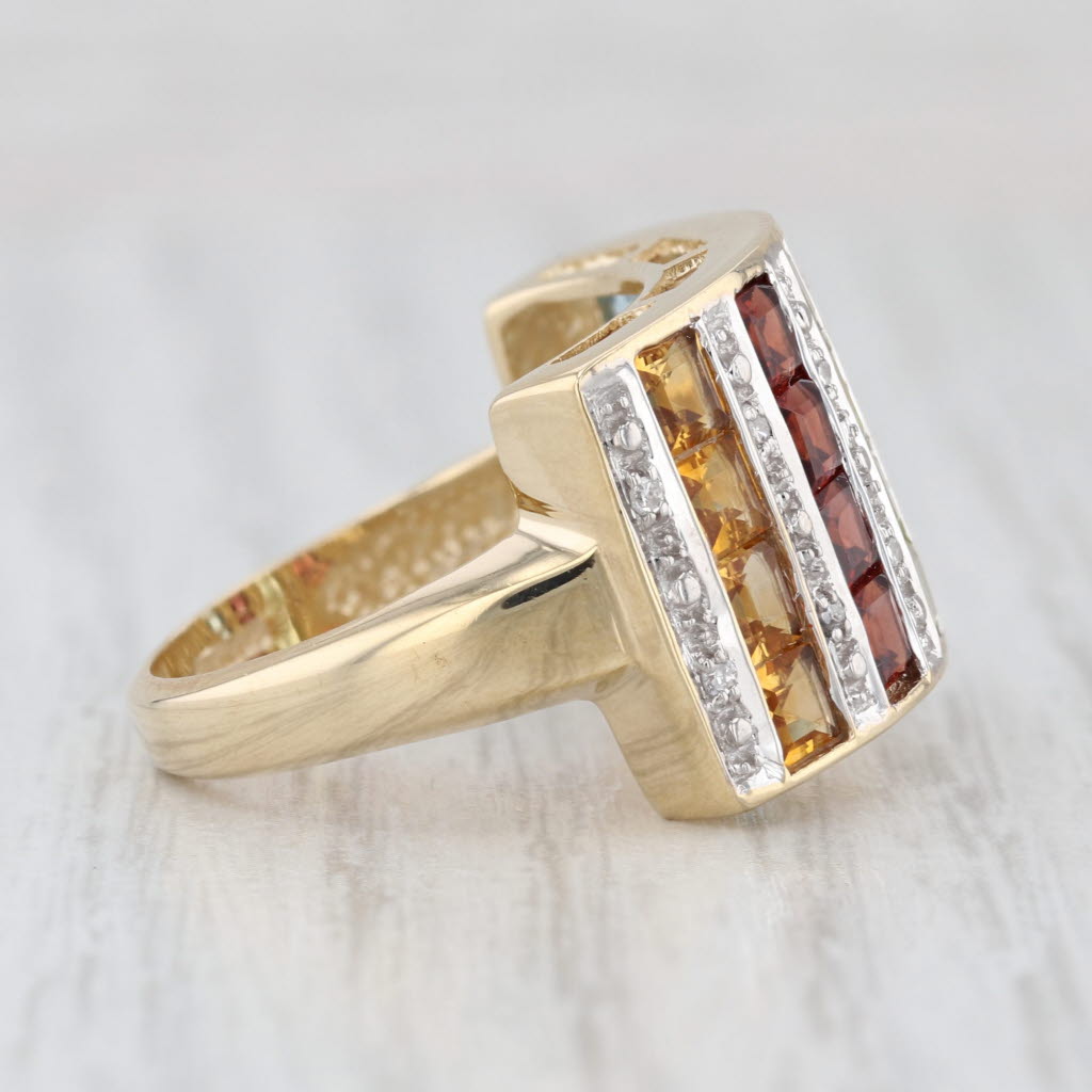 3.83ctw Gemstone Cocktail Ring 10k Yellow Gold Size 7 Topaz Garnet Peridot Sz 7