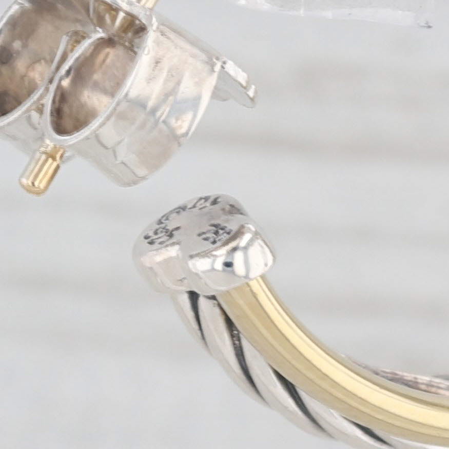 Light Gray David Yurman Cable Crossover Hoop Earrings Sterling Silver 18k Gold Round Hoops