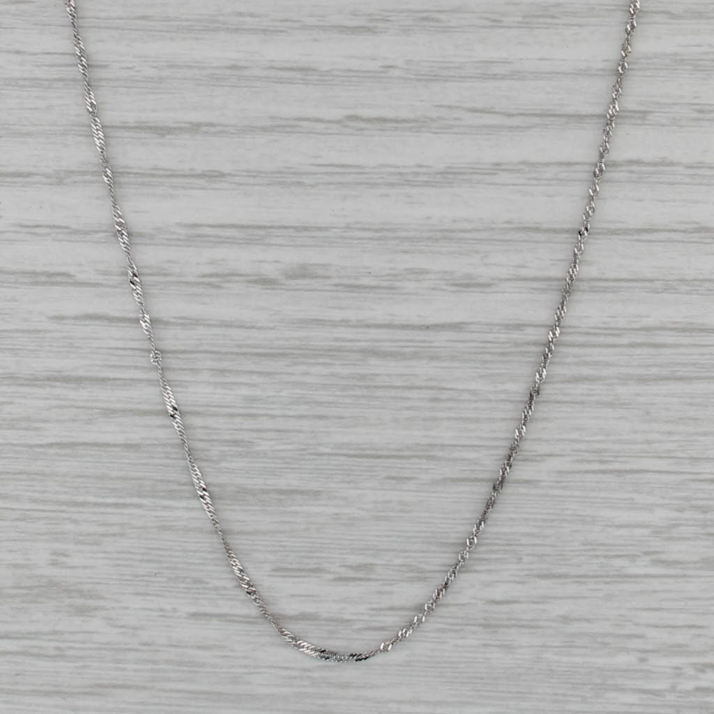 20" 1.2mm Singapore Chain Necklace 14k White Gold Italian