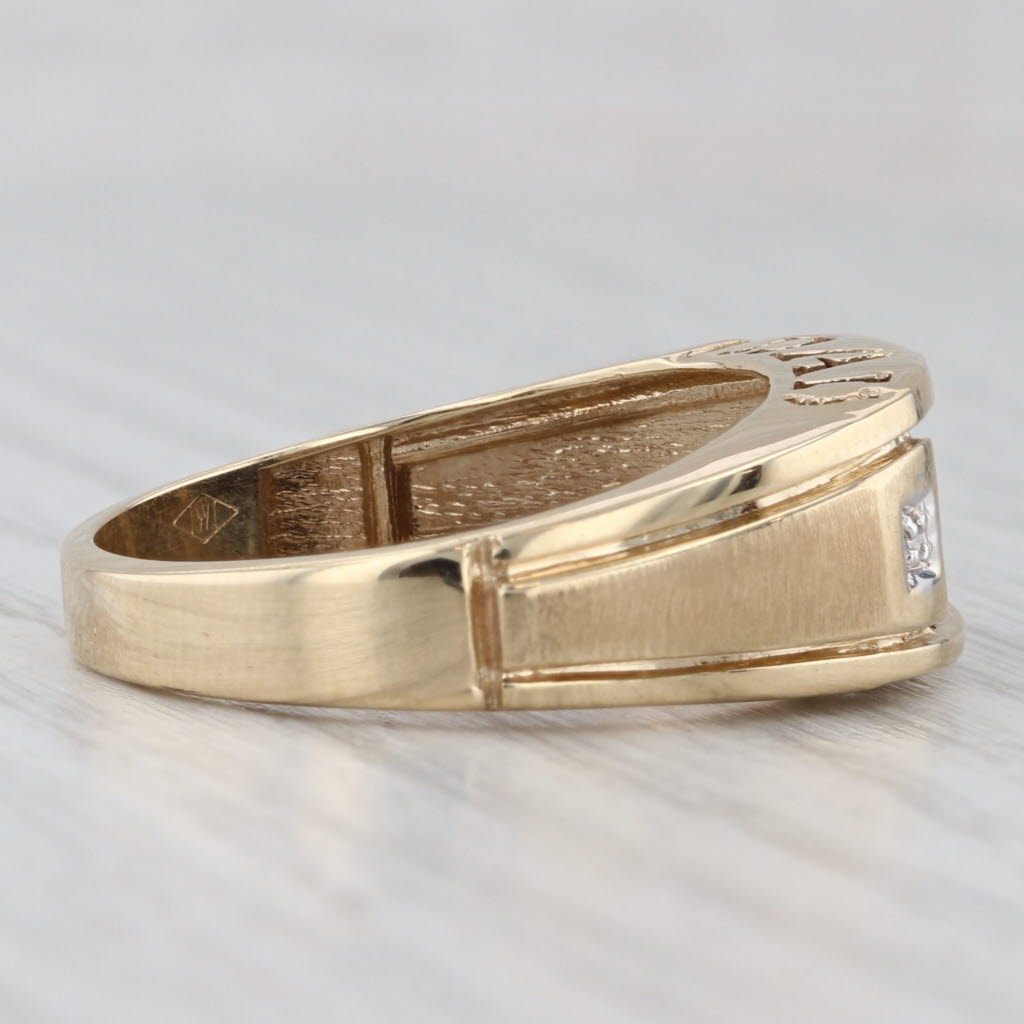 Onyx DAD Ring 10k Yellow Gold Diamond Accents Size 10.25 Gift