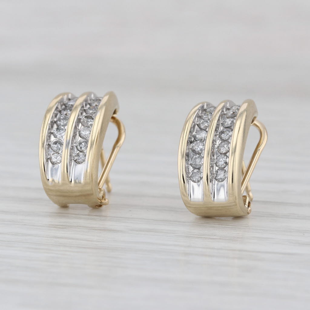 0.47ctw Diamond Rows Drop Earrings 14k Yellow Gold Omega Backs