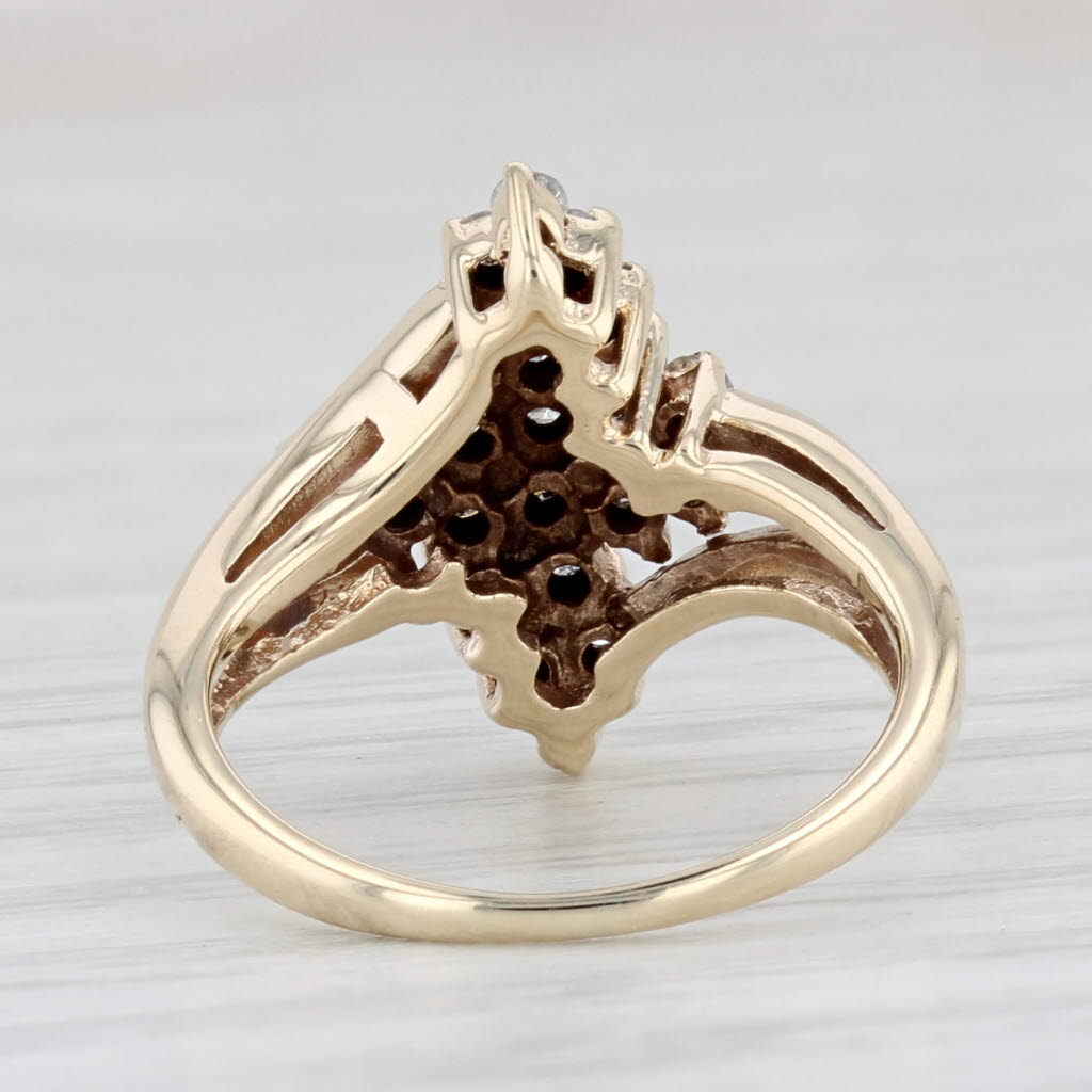 Light Gray 0.30ctw Diamond Cluster Bypass Ring 10k Yellow Gold Size 3.25